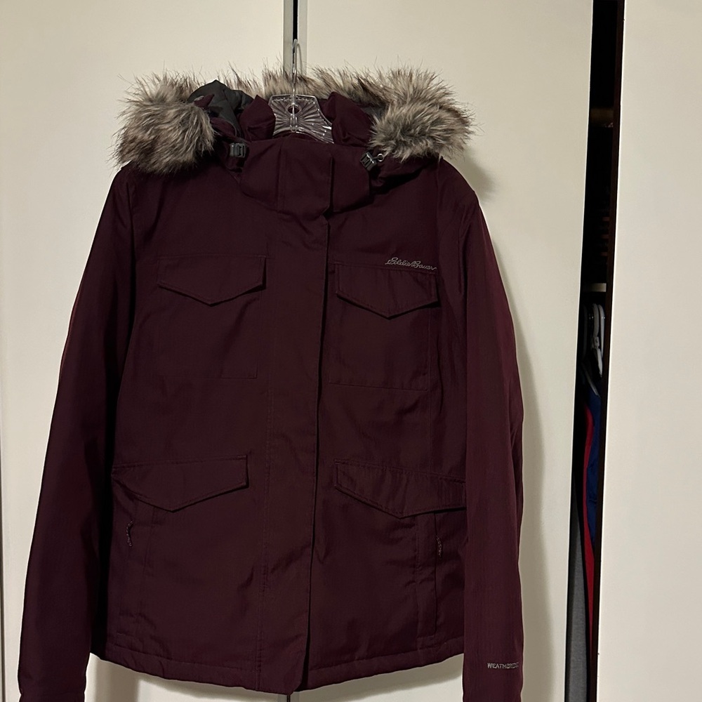 Eddie Bauer Down Jacket with Faux Fur Trim size XL